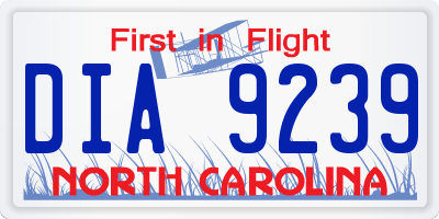 NC license plate DIA9239