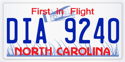 NC license plate DIA9240