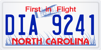 NC license plate DIA9241