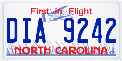 NC license plate DIA9242