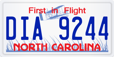 NC license plate DIA9244