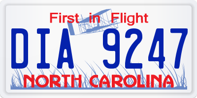 NC license plate DIA9247