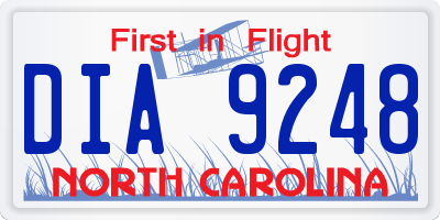 NC license plate DIA9248