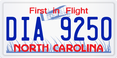 NC license plate DIA9250