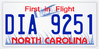 NC license plate DIA9251