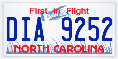 NC license plate DIA9252