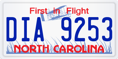 NC license plate DIA9253