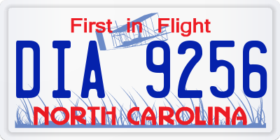 NC license plate DIA9256