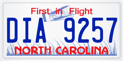 NC license plate DIA9257