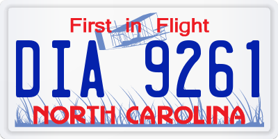 NC license plate DIA9261