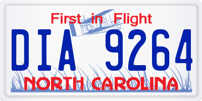 NC license plate DIA9264