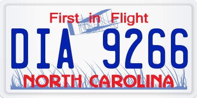 NC license plate DIA9266