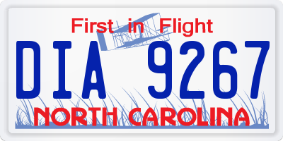 NC license plate DIA9267