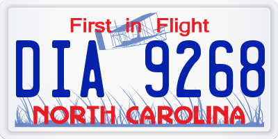 NC license plate DIA9268