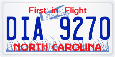 NC license plate DIA9270