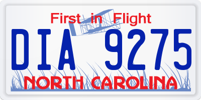 NC license plate DIA9275