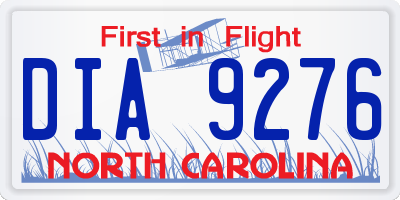 NC license plate DIA9276