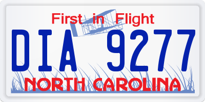 NC license plate DIA9277