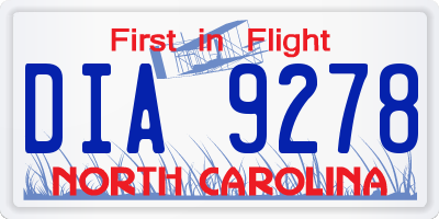 NC license plate DIA9278