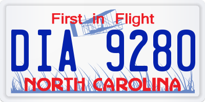 NC license plate DIA9280