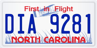 NC license plate DIA9281