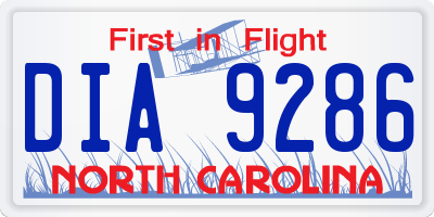 NC license plate DIA9286