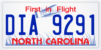NC license plate DIA9291