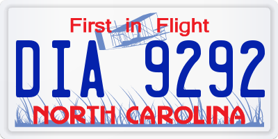 NC license plate DIA9292