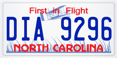 NC license plate DIA9296