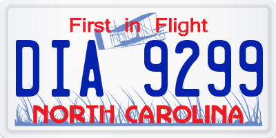 NC license plate DIA9299