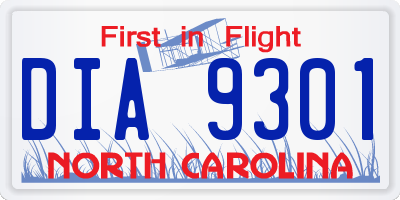 NC license plate DIA9301