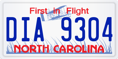 NC license plate DIA9304