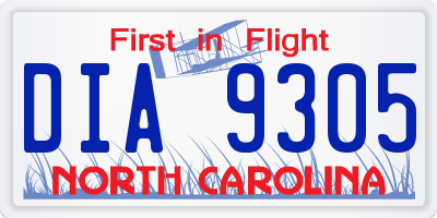NC license plate DIA9305