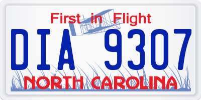 NC license plate DIA9307