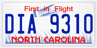 NC license plate DIA9310