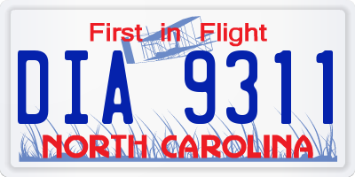 NC license plate DIA9311