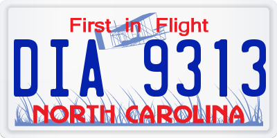 NC license plate DIA9313