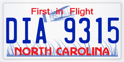NC license plate DIA9315