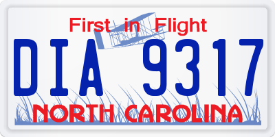 NC license plate DIA9317