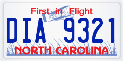 NC license plate DIA9321