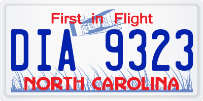 NC license plate DIA9323