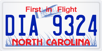 NC license plate DIA9324