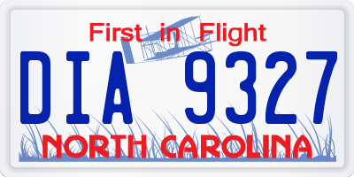 NC license plate DIA9327