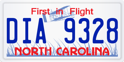 NC license plate DIA9328
