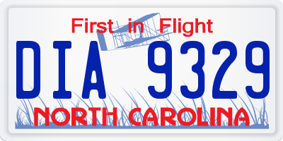 NC license plate DIA9329