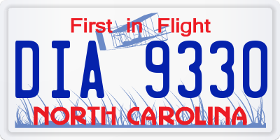 NC license plate DIA9330