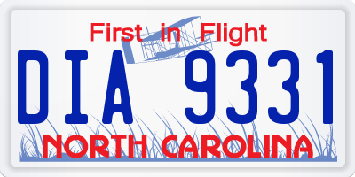 NC license plate DIA9331