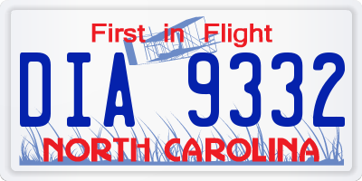 NC license plate DIA9332