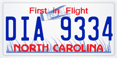 NC license plate DIA9334