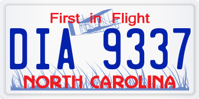NC license plate DIA9337